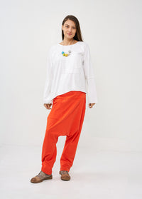 Orange high waist baggy pants - 02