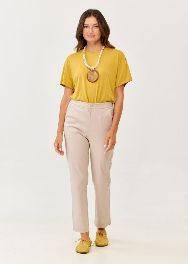 Classic trousers with zip and button, stone