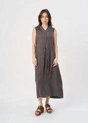 Dark gray half-button dress with collar