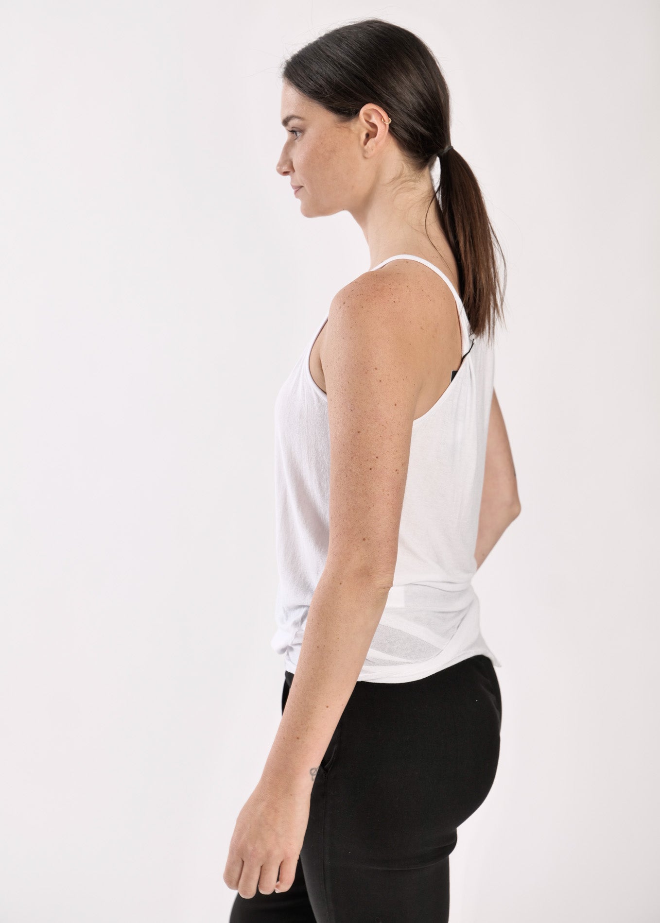 White thin knit tank top