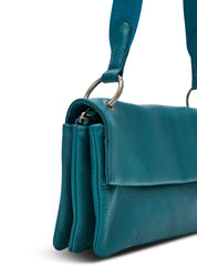 Turquoise leather and strap envelope evening bag