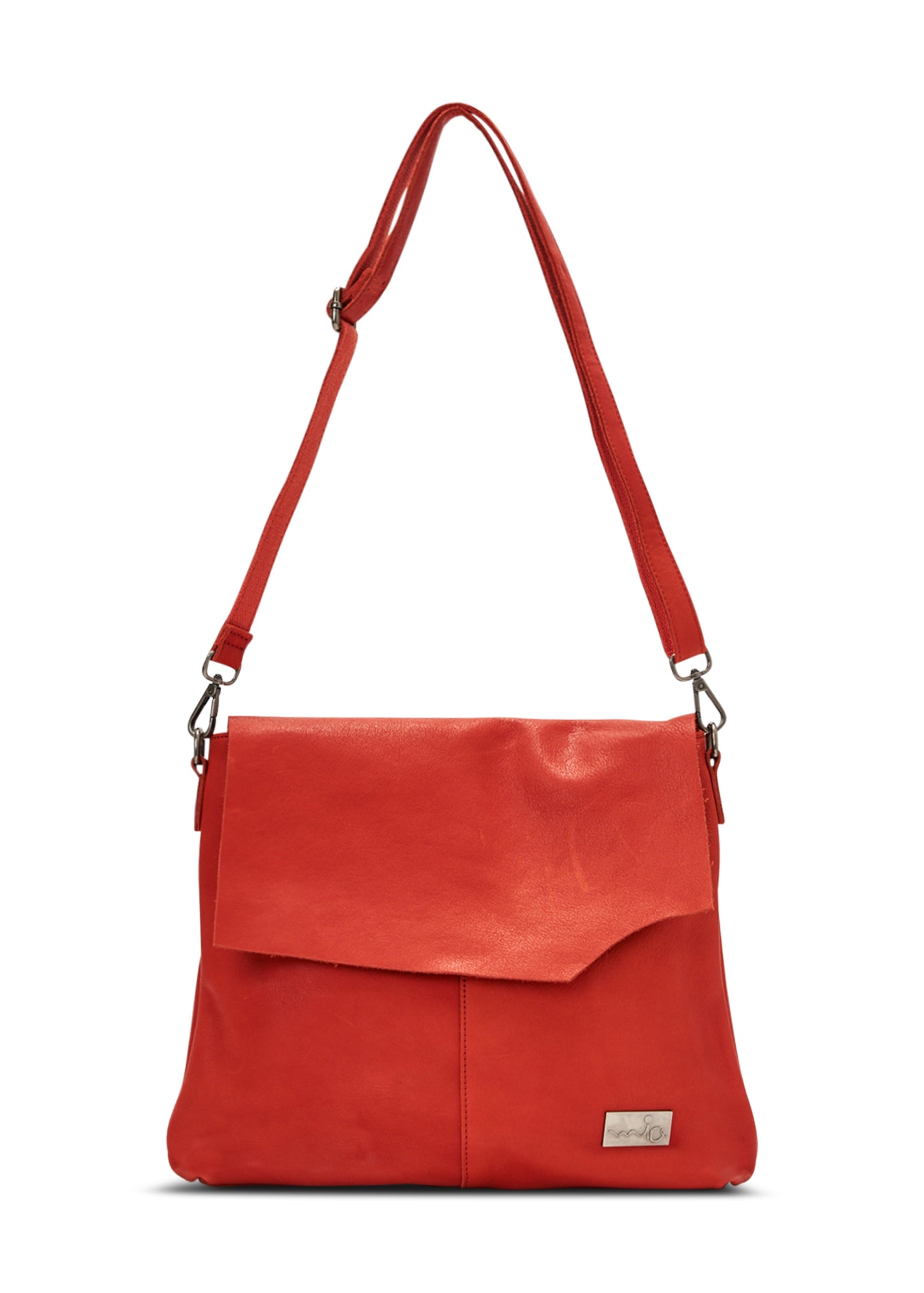 Orange cut-peel leather side bag