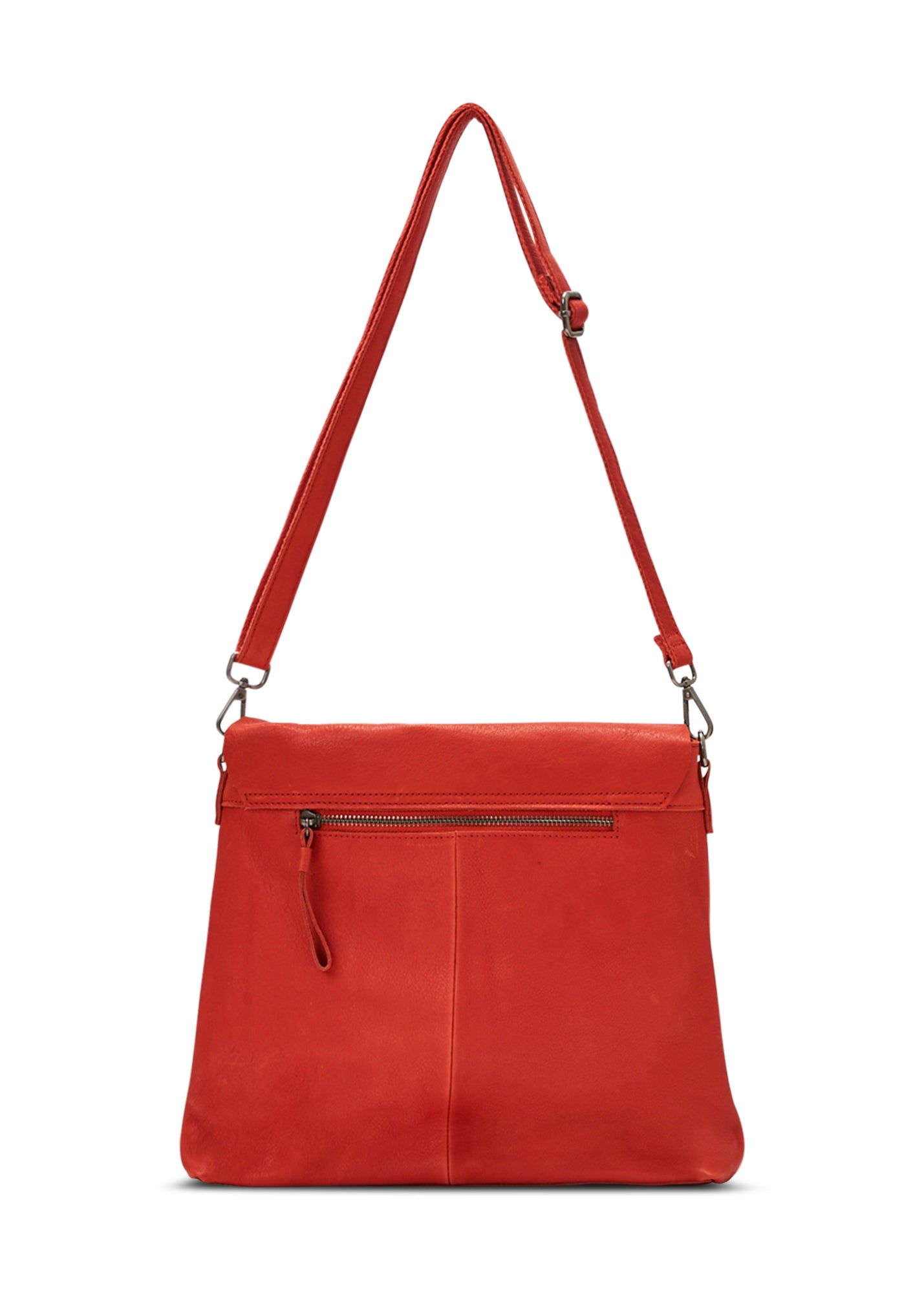 Orange cut-peel leather side bag
