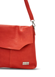 Orange cut-peel leather side bag