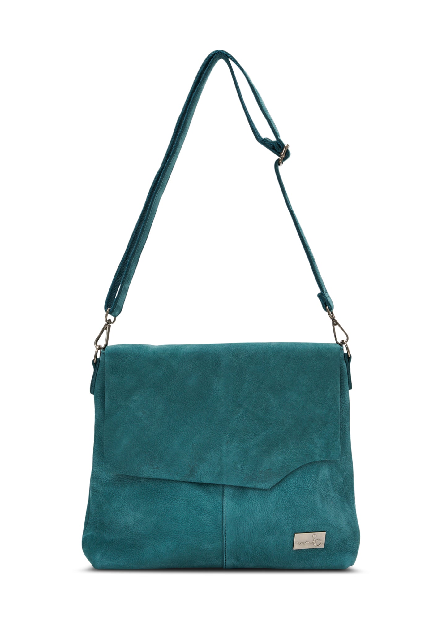 Turquoise cut leather side bag