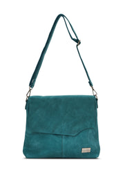Turquoise cut leather side bag