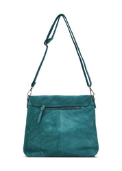 Turquoise cut leather side bag