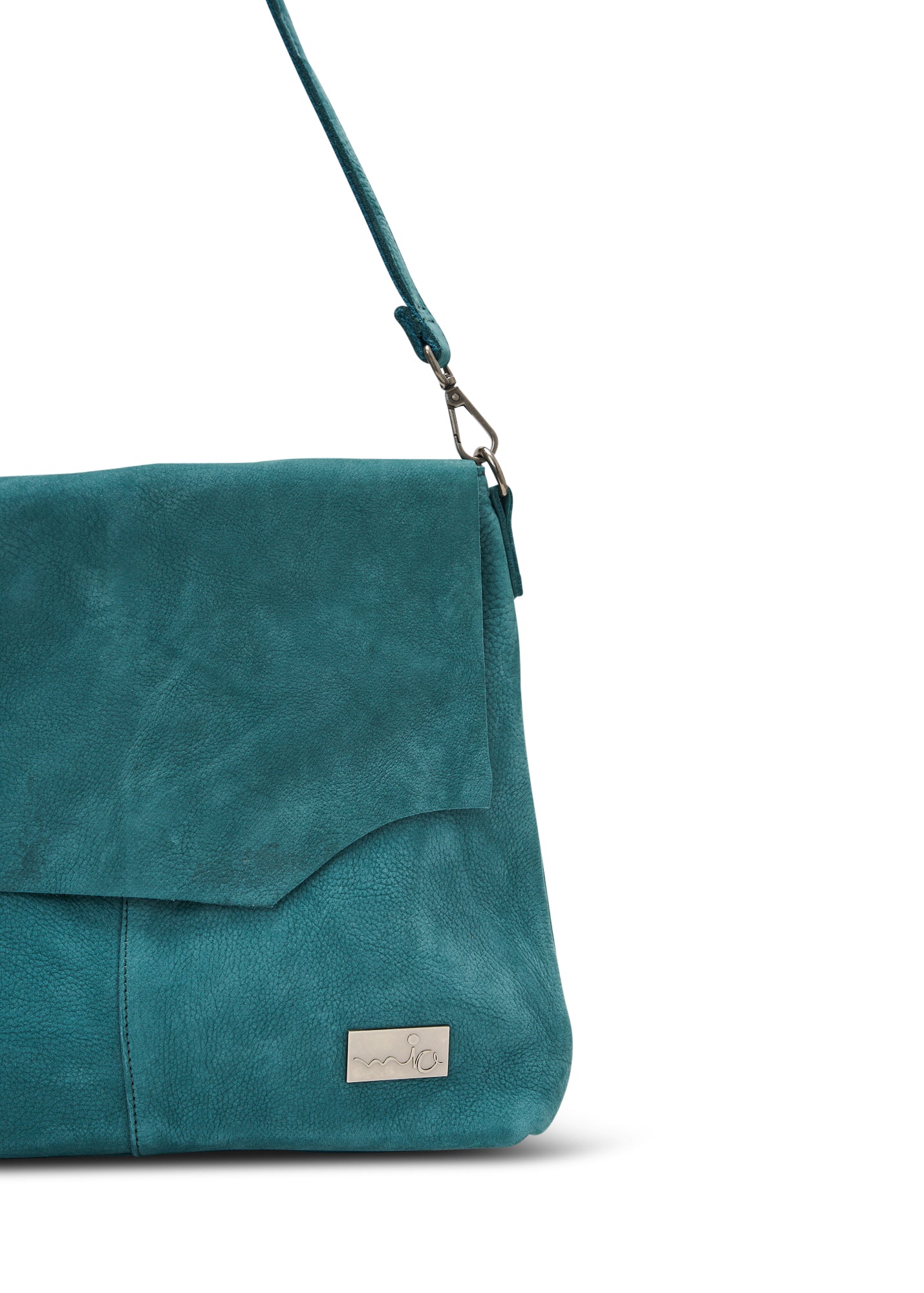 Turquoise cut leather side bag