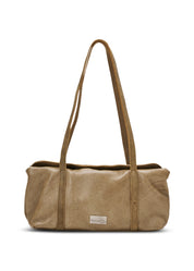 Rectangular leather evening bag, brown color combination