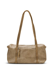 Rectangular leather evening bag, brown color combination