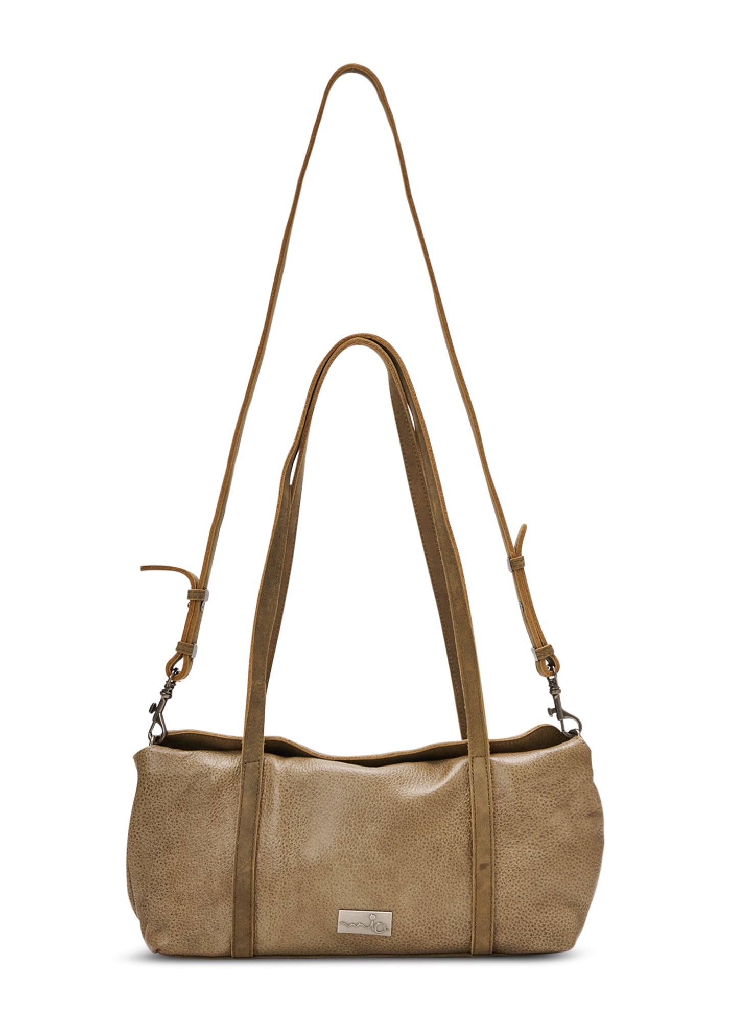 Rectangular leather evening bag, brown color combination
