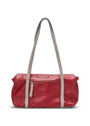 Rectangular leather evening bag in red color combination