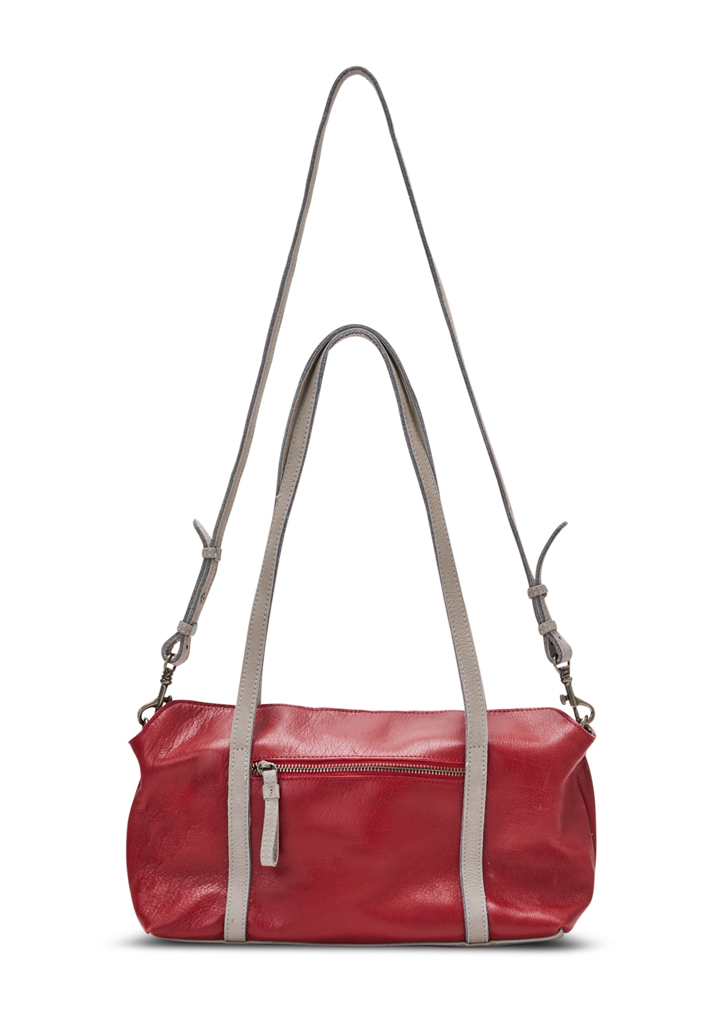 Rectangular leather evening bag in red color combination