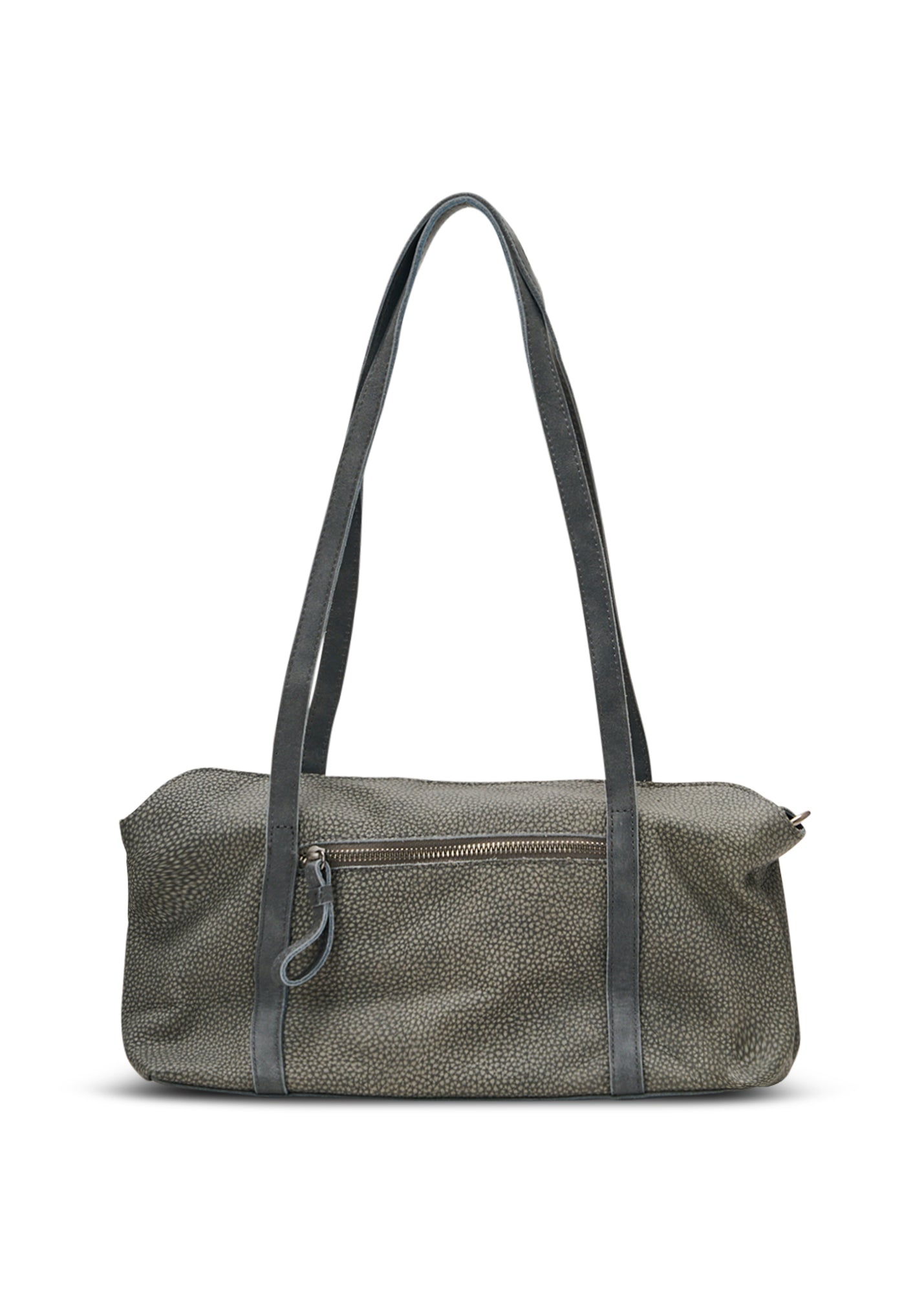 Rectangular leather evening bag in gray color combination