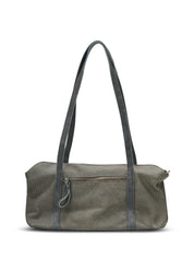 Rectangular leather evening bag in gray color combination