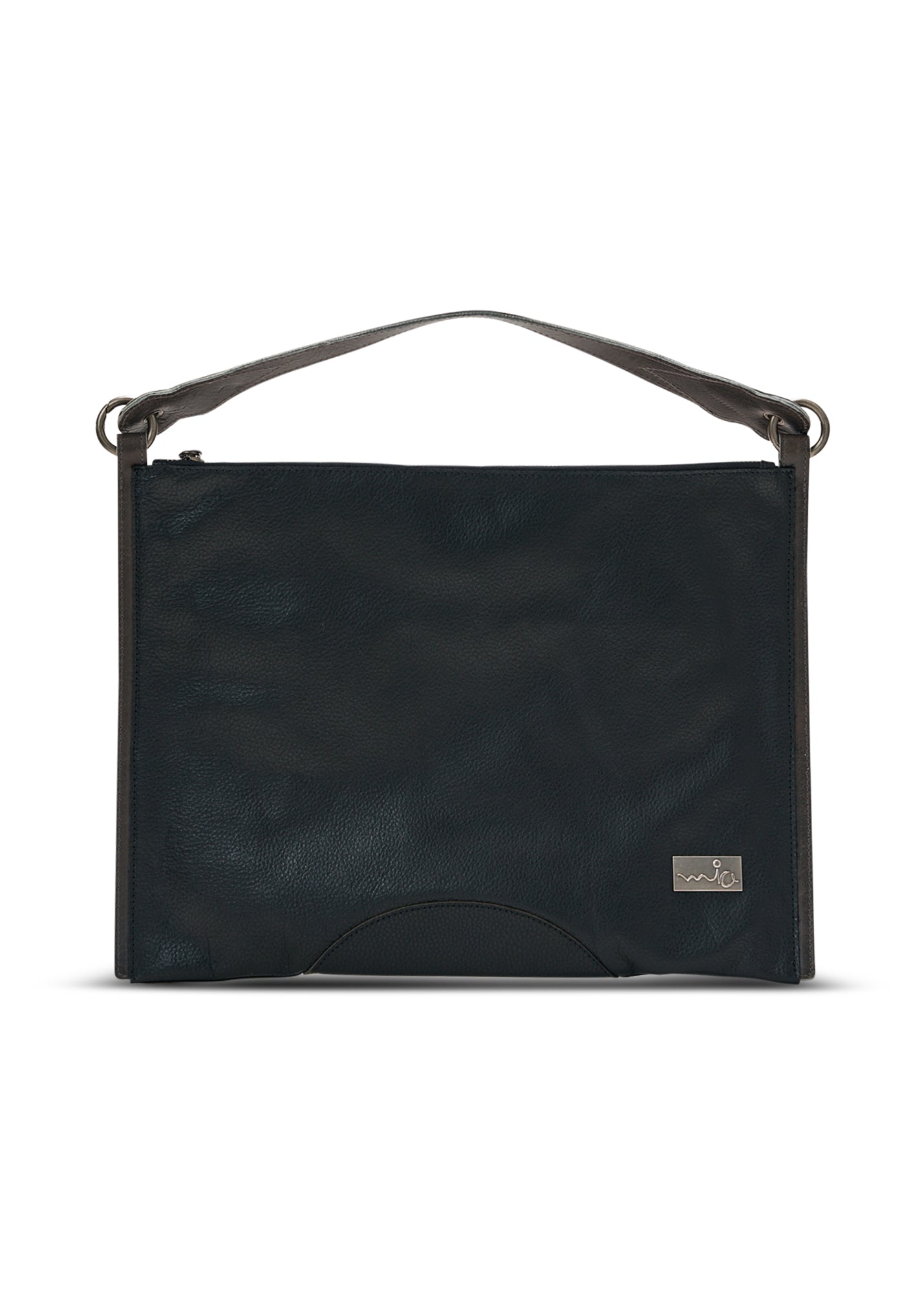 Color combination leather side bag and black wallet