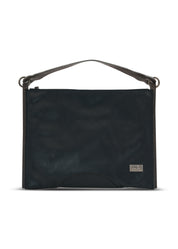 Color combination leather side bag and black wallet