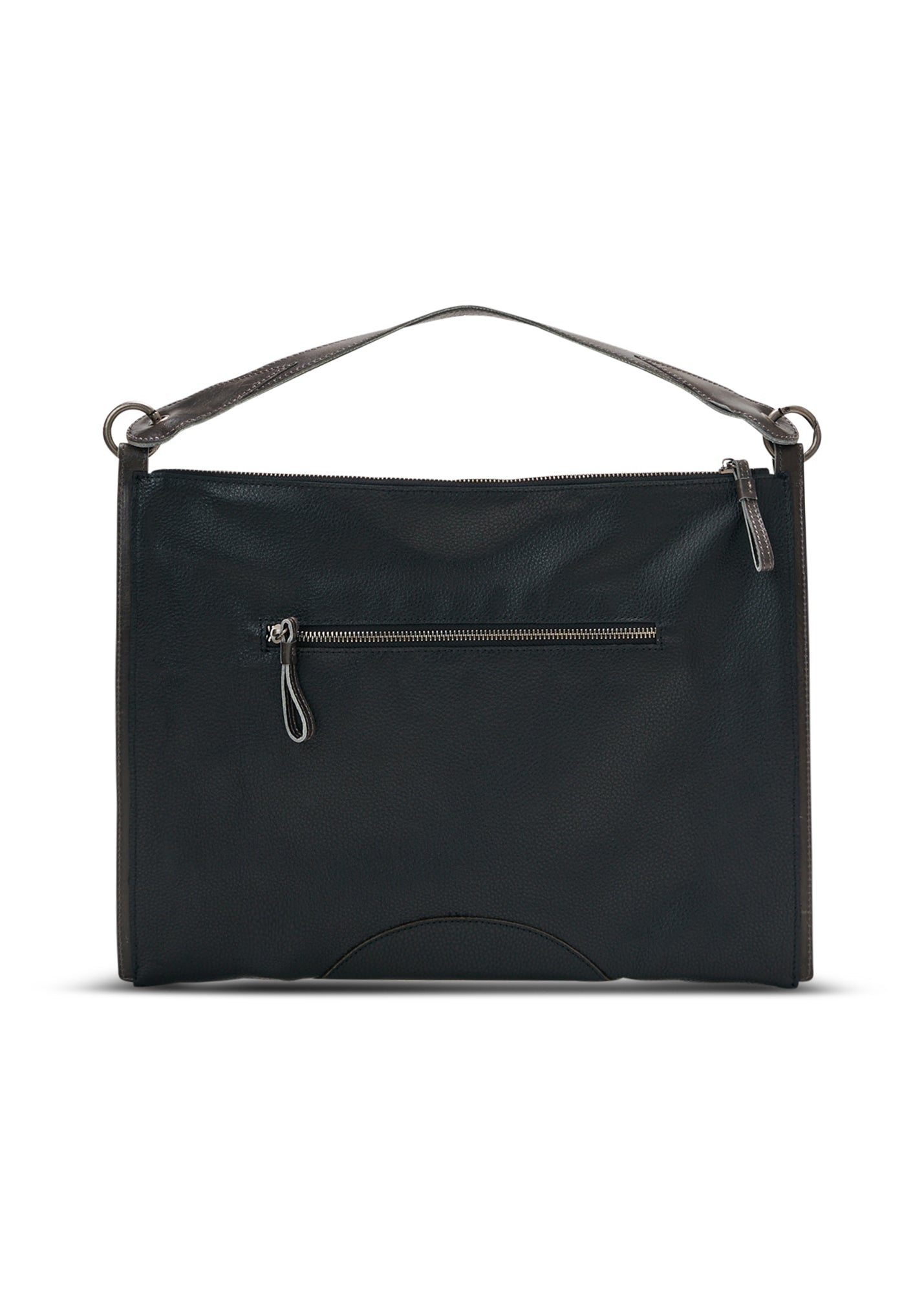 Color combination leather side bag and black wallet