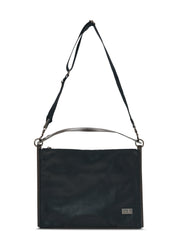 Color combination leather side bag and black wallet