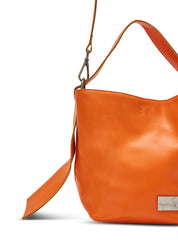 Small orange leather evening bucket bag