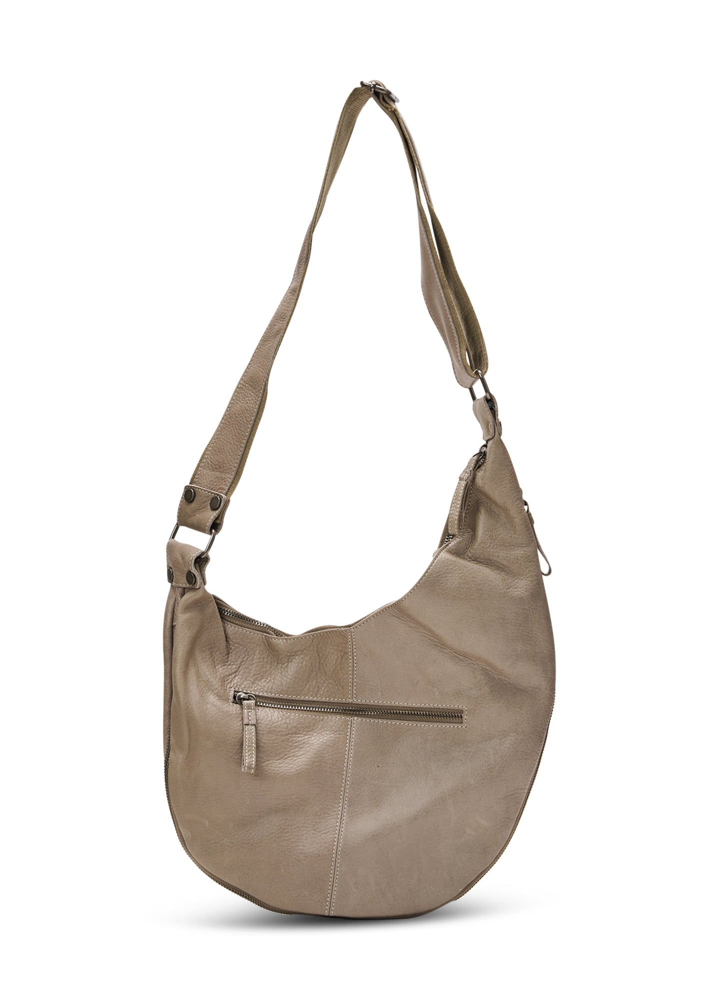 Asymmetric Side Zipper Leather Bag Stone Bottom
