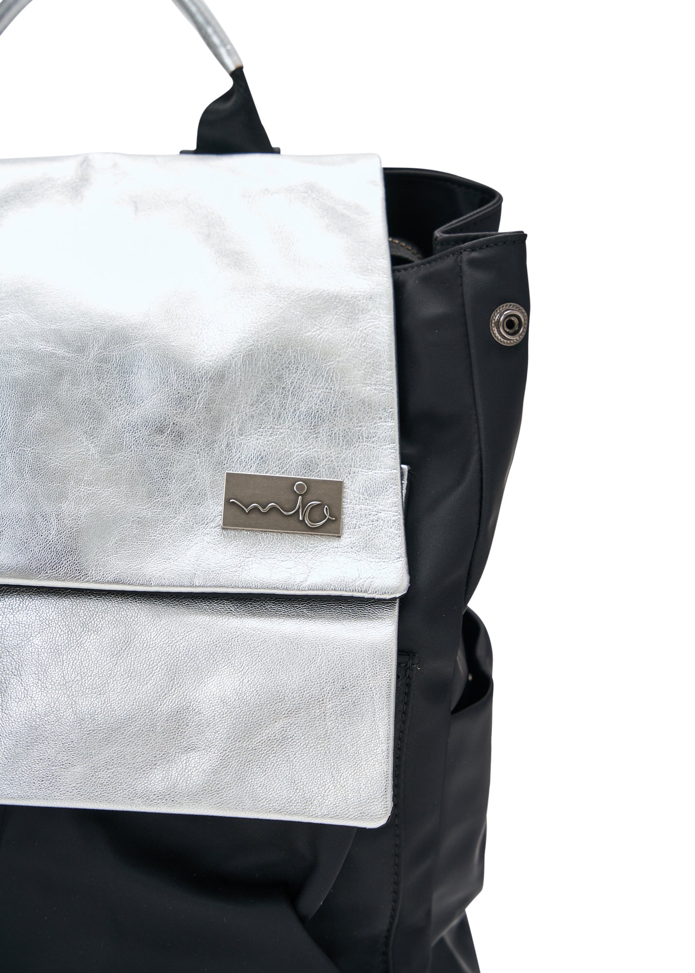 Silver leather double kalapa backpack