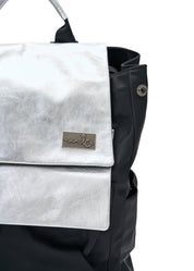 Silver leather double kalapa backpack