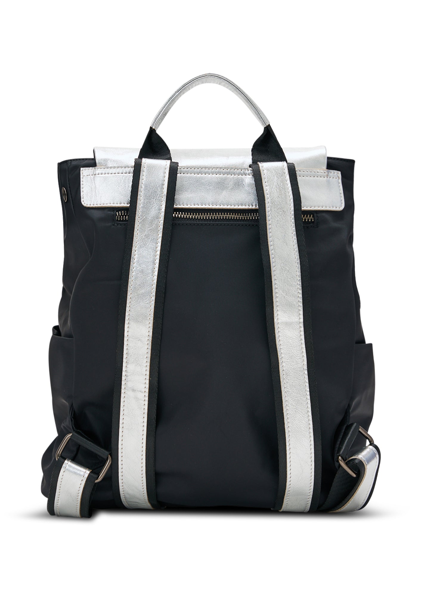 Silver leather double kalapa backpack