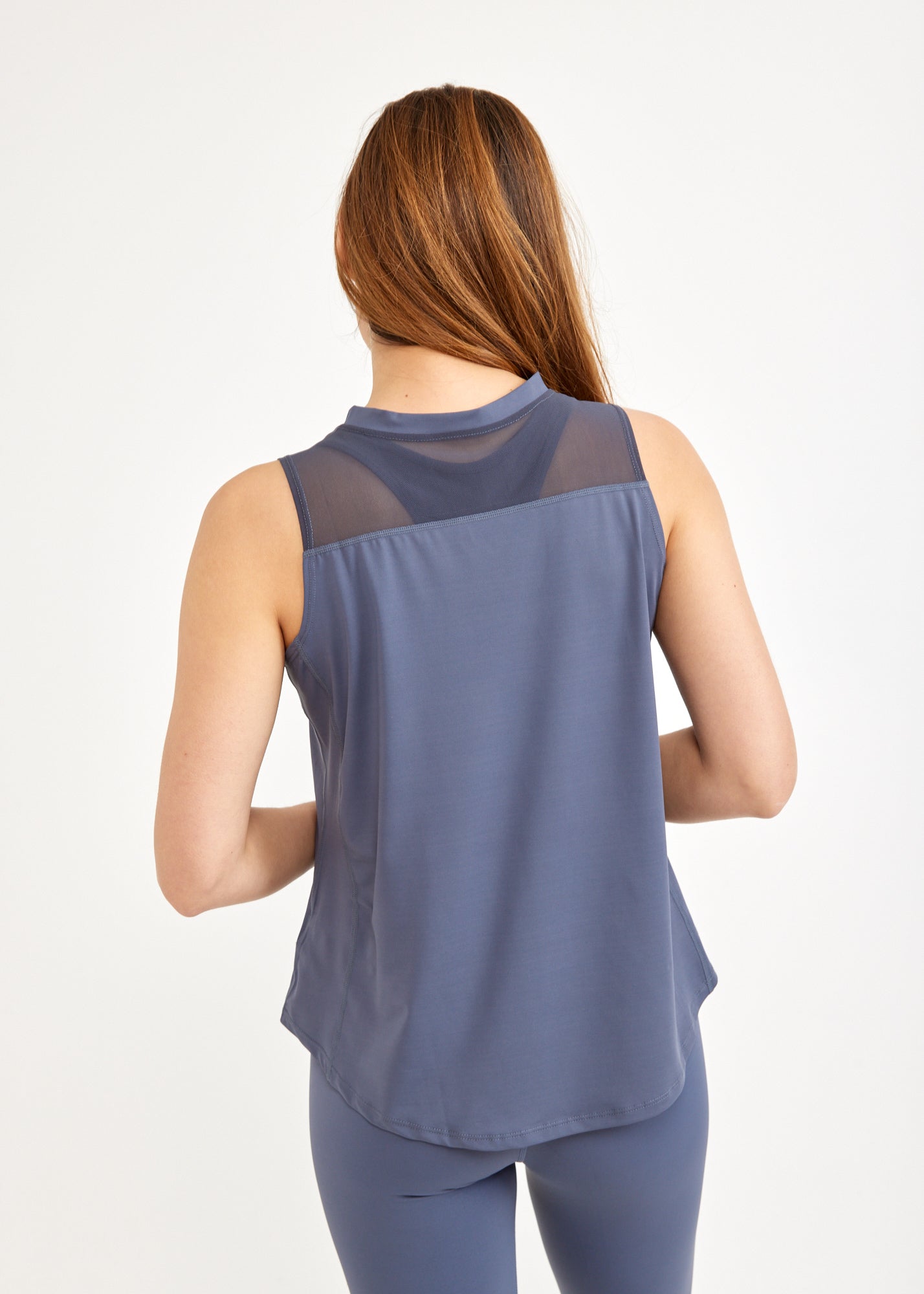 Dark gray mesh training tank top