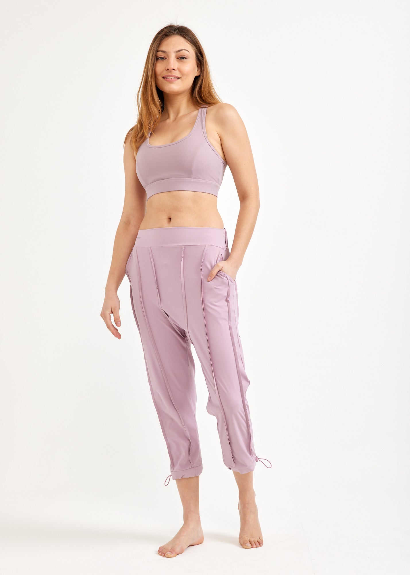 Boy pants 3/4 diagonal seams pink mesh combination