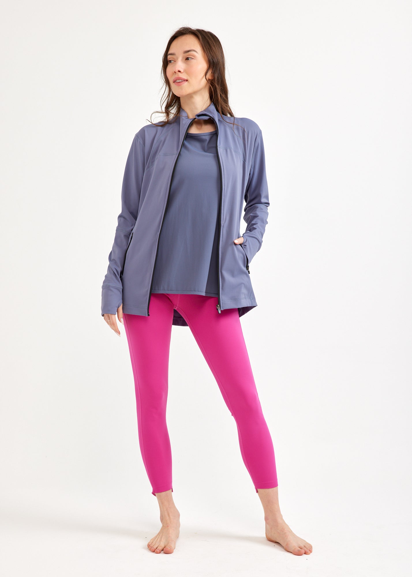 Gray open back training jacket