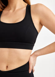 Black mesh triangle training top
