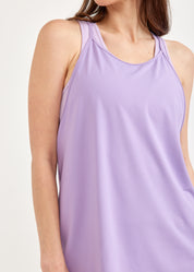 Training shirt X on the back combination of purple mesh