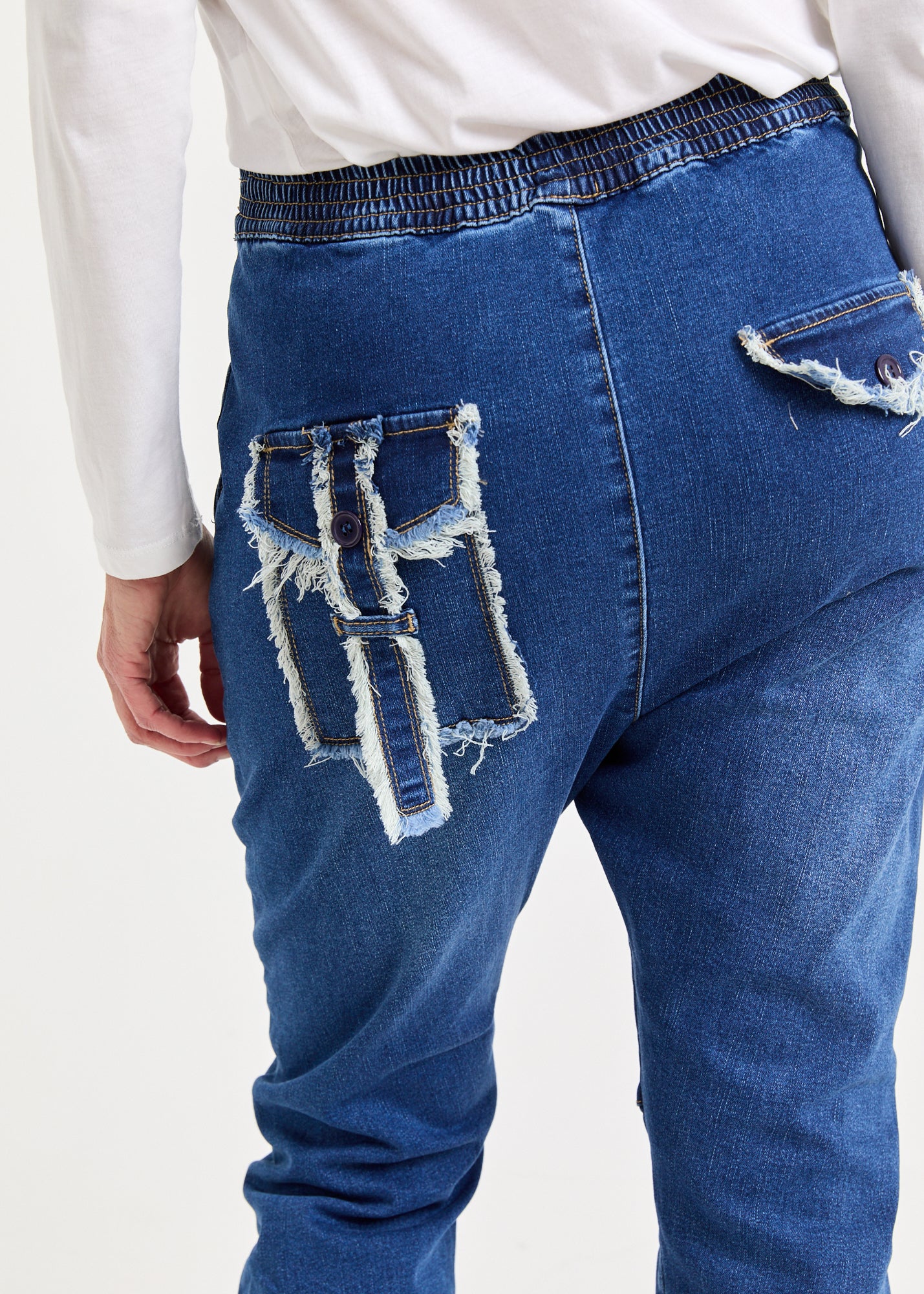 Boy jeans back pockets blue wash