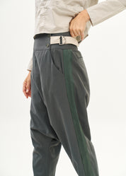 Trousers two buckles green tape combination