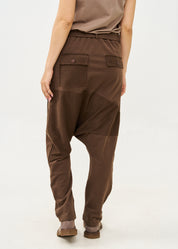 Reverse cut baggy pants with brown belt