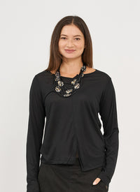 Asymmetrical blouse with black frills - 00