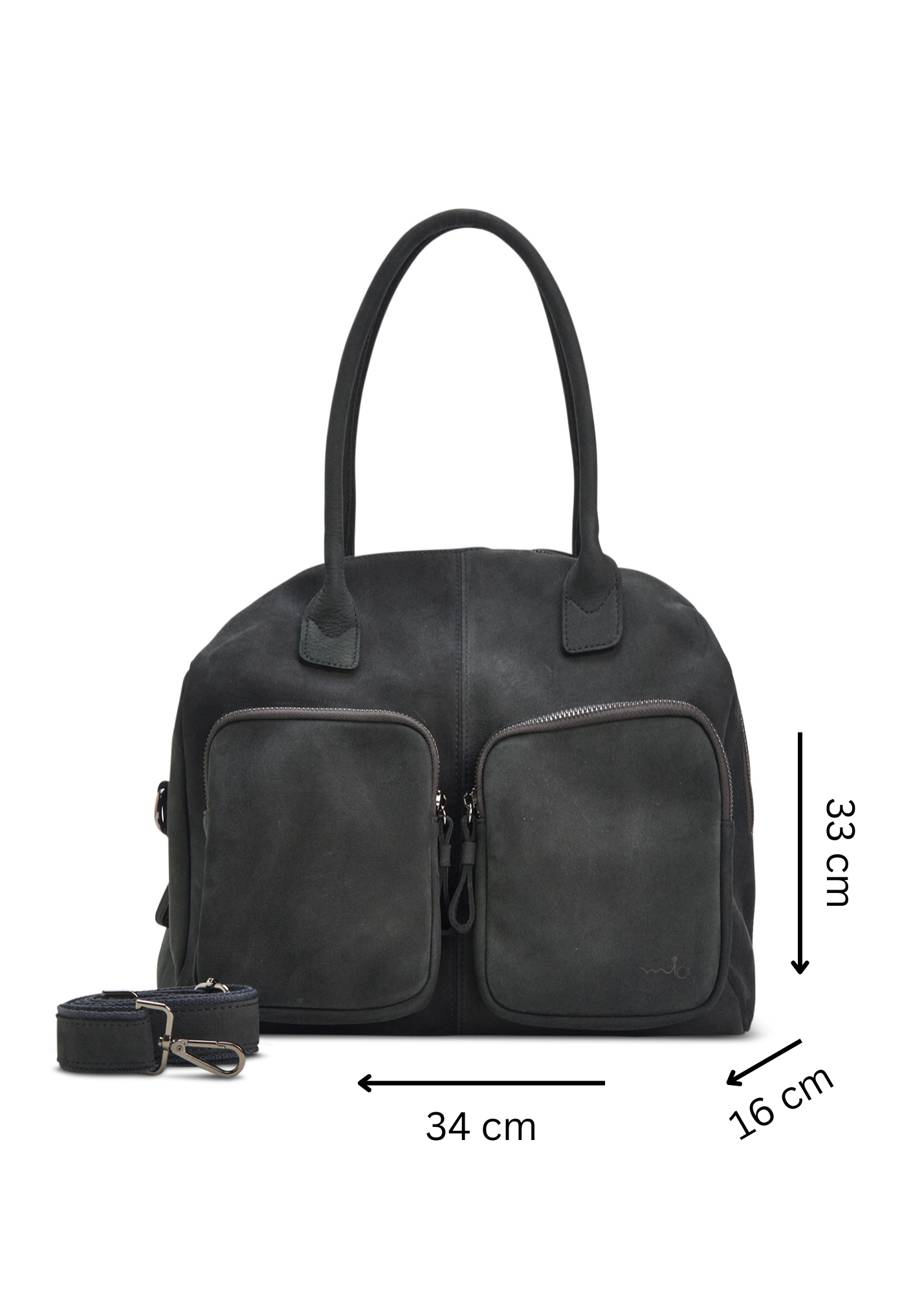 Leather bag with two rectangular pockets, dark gray