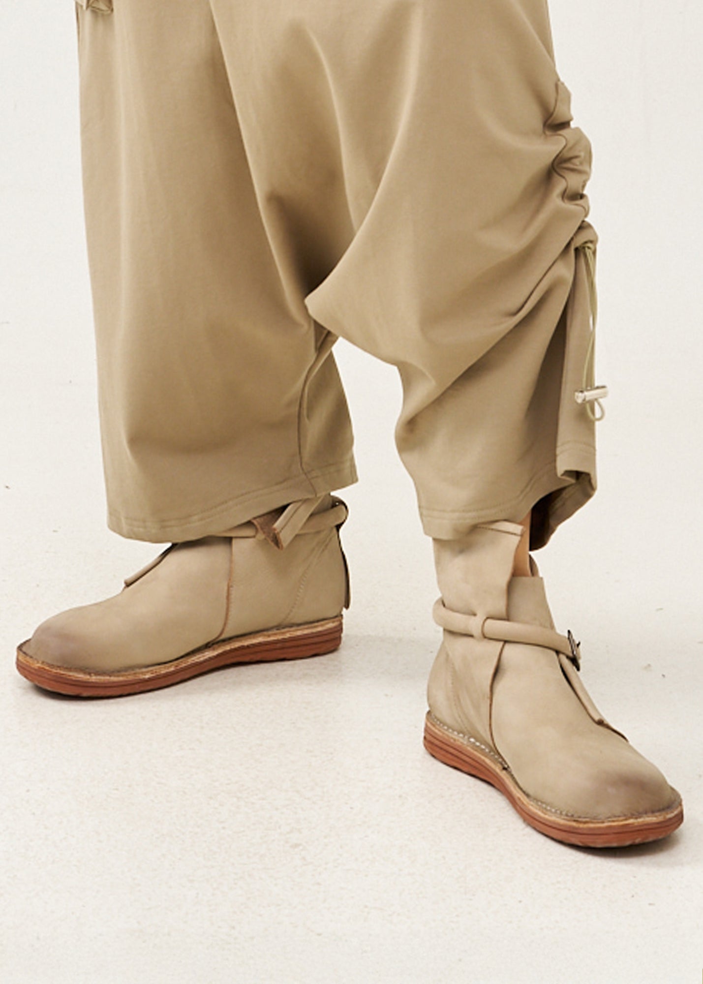 Brown leather comfort shoes with buckle closure