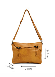Brown magnet and loop closure leather bag