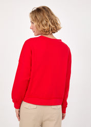 Asymmetrical putter sweatshirt with a red stripe combination