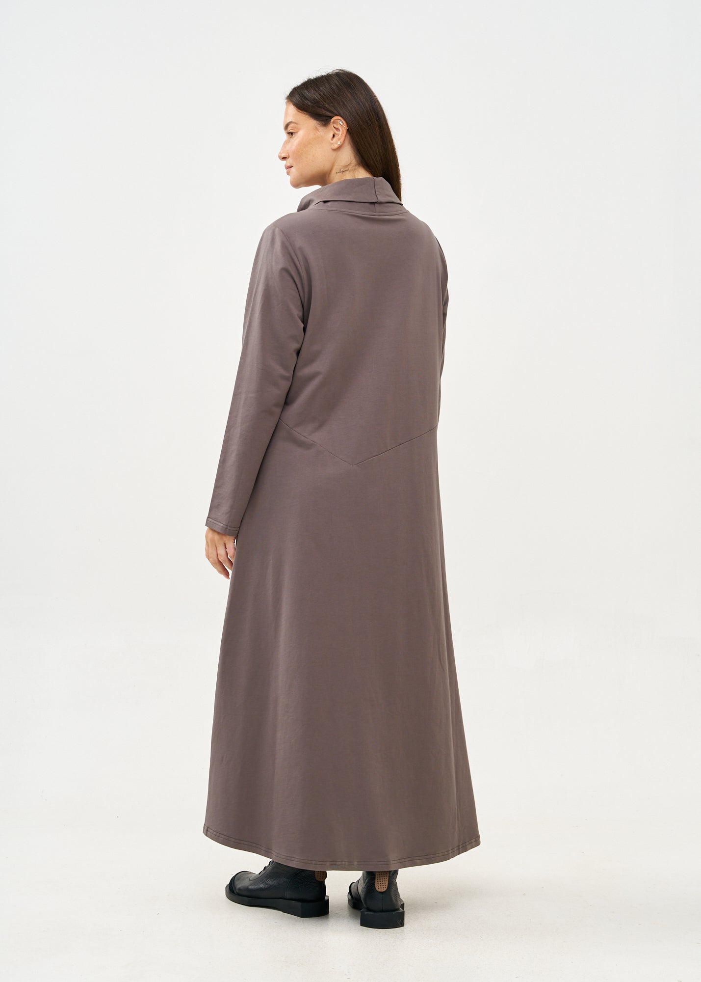 Dark gray turtleneck long sleeve zipper dress