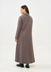 Dark gray turtleneck long sleeve zipper dress