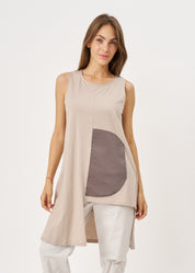 Gray fabric half-circle pocket tank top