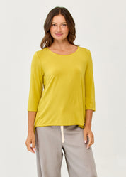 Mustard 3/4 sleeve long back shirt