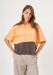 Half-half orange short-sleeved shirt