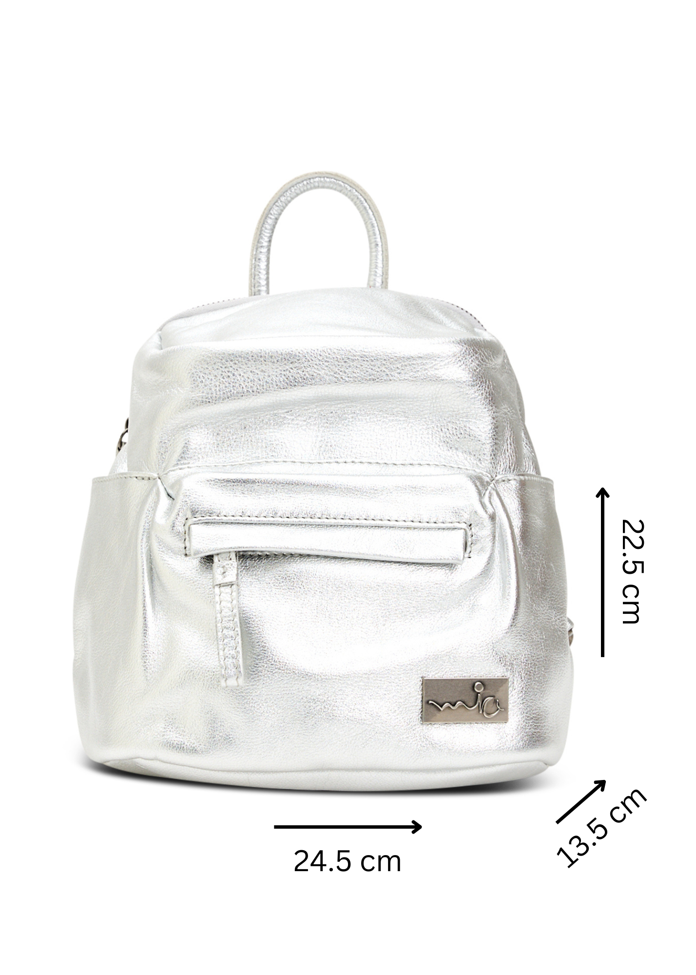 Small silver leather backpack