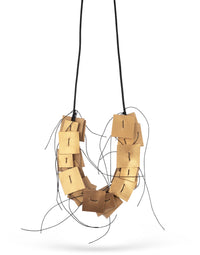 Chain of multiple leather cubes and threads 1 gold lines - 99