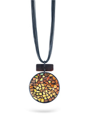 Handmade necklace from a rectangle and a large black resin circle