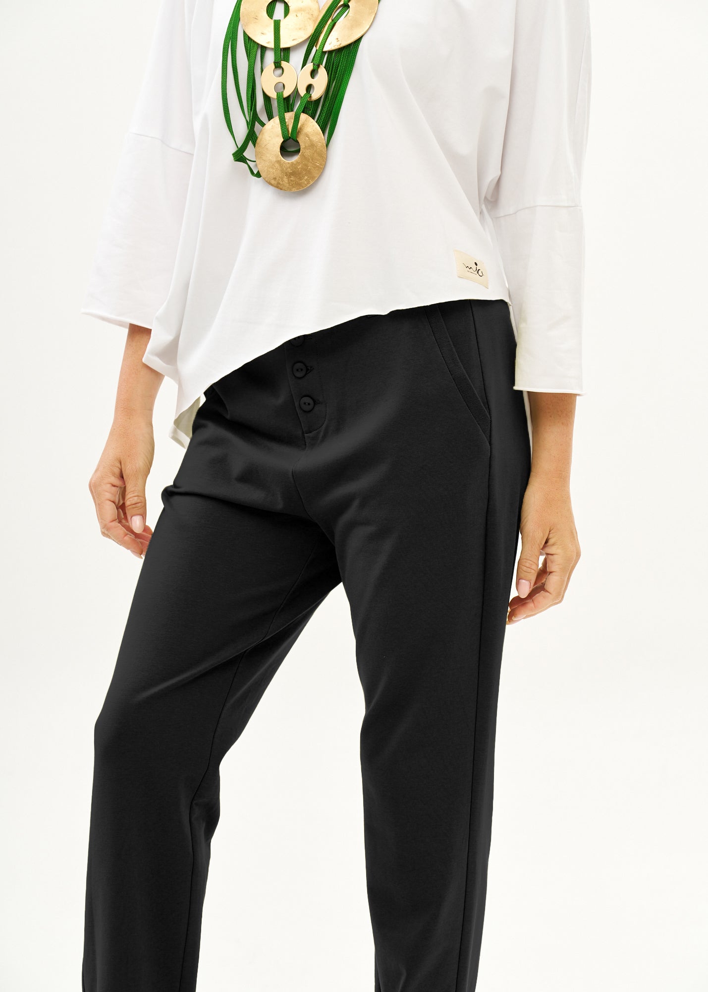 Boy's T-shirt Pants with Buttons Black